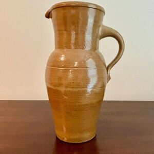 Rare European Vintage Glazed Stoneware Pottery Pitcher Jug 11"